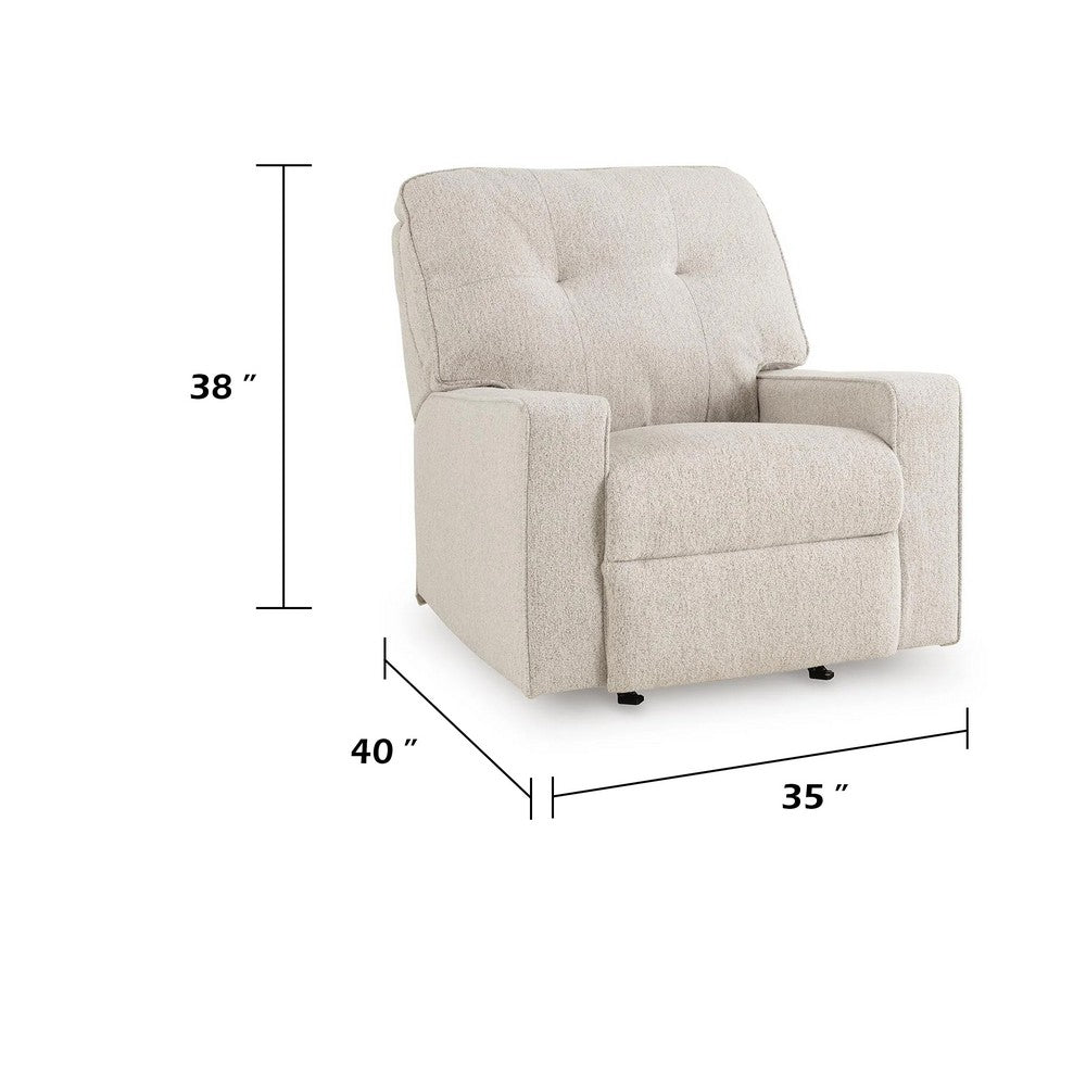 Bonny Rocking Recliner Chair | Manual Pull Tab | Stone Beige Polyester
