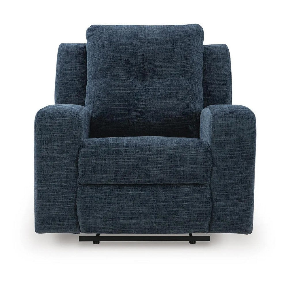 Daso Zero Wall Recliner Chair | Manual Pull Tab | Ink Blue Polyester