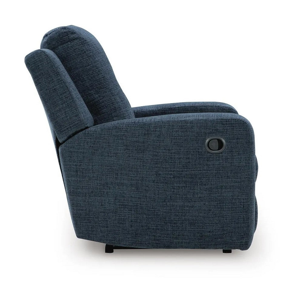 Daso Zero Wall Recliner Chair | Manual Pull Tab | Ink Blue Polyester