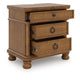 Rowy Oversized Nightst& for Bedroom | USB Ports | 3 Drawers | Medium Brown