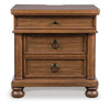 Rowy Oversized Nightst& for Bedroom | USB Ports | 3 Drawers | Medium Brown