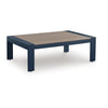 Eina Outdoor Cocktail Table | 48" Slatted Top | Navy Blue & Driftwood
