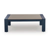 Eina Outdoor Cocktail Table | 48" Slatted Top | Navy Blue & Driftwood