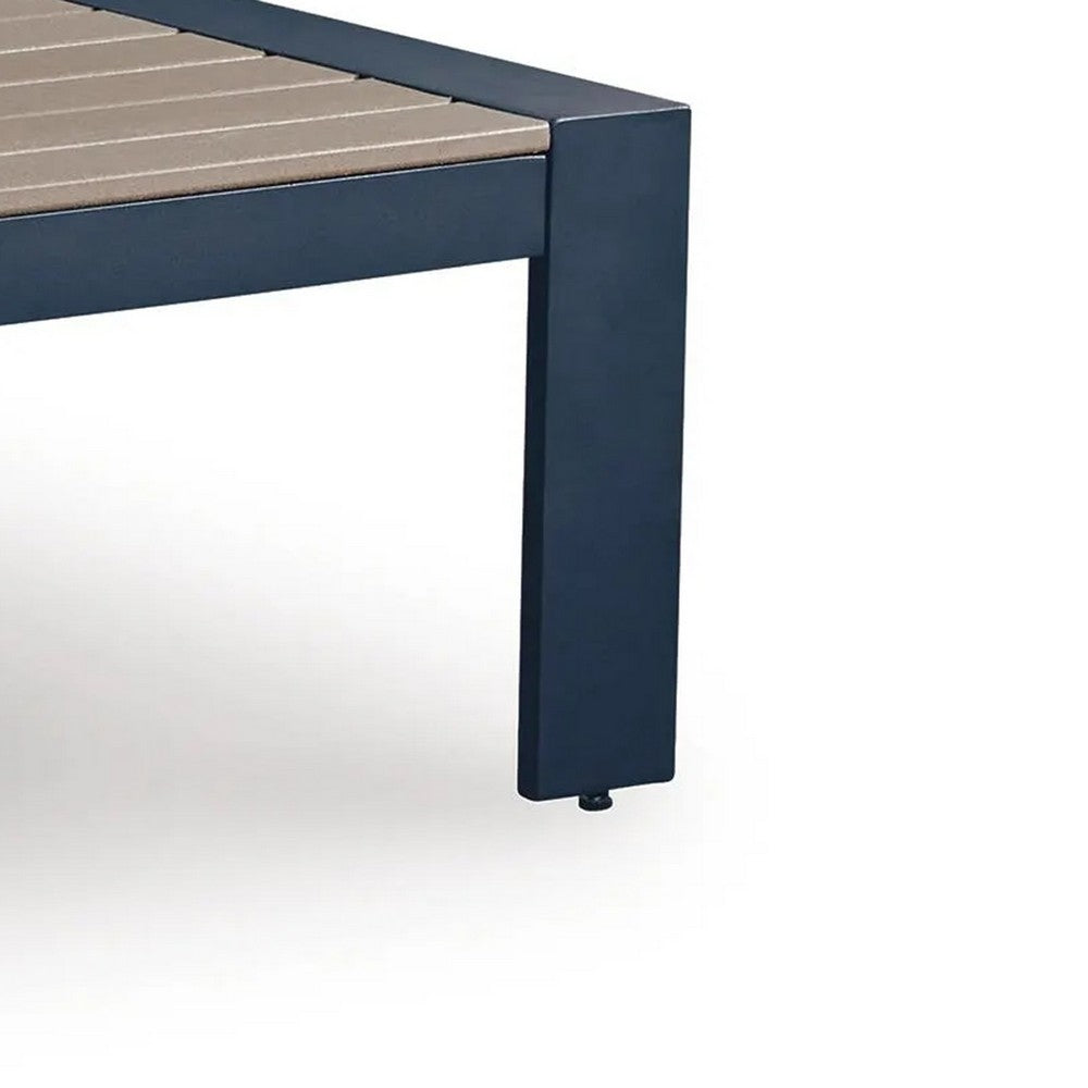 Eina Outdoor Cocktail Table | 48" Slatted Top | Navy Blue & Driftwood