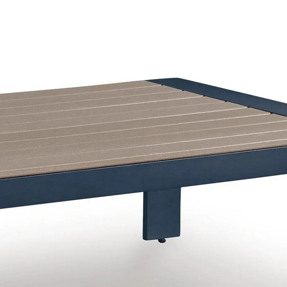 Eina Outdoor Cocktail Table | 48" Slatted Top | Navy Blue & Driftwood