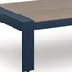 Eina Outdoor Cocktail Table | 48" Slatted Top | Navy Blue & Driftwood