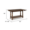 Beca Sofa Console Table | 60" Hinged Flip Top | Lower Shelf | Brown