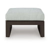 Leca Outdoor Ottoman with Gray Cushion | Black Aluminum Frame | 28"