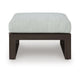 Leca Outdoor Ottoman with Gray Cushion | Black Aluminum Frame | 28"