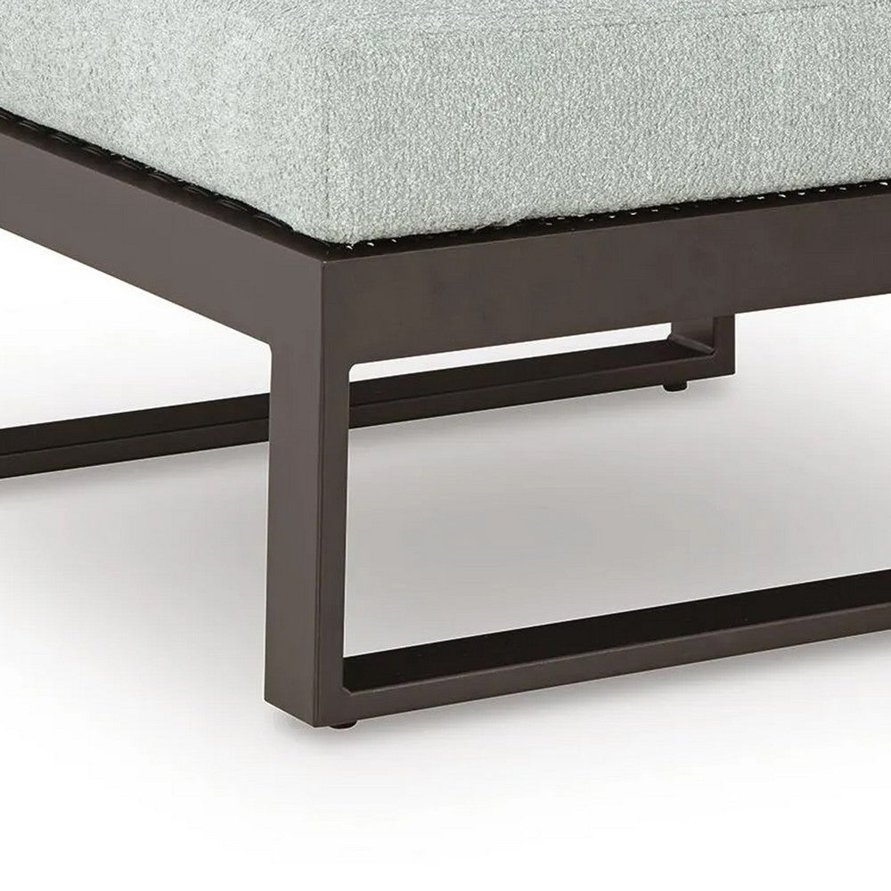 Leca Outdoor Ottoman with Gray Cushion | Black Aluminum Frame | 28"