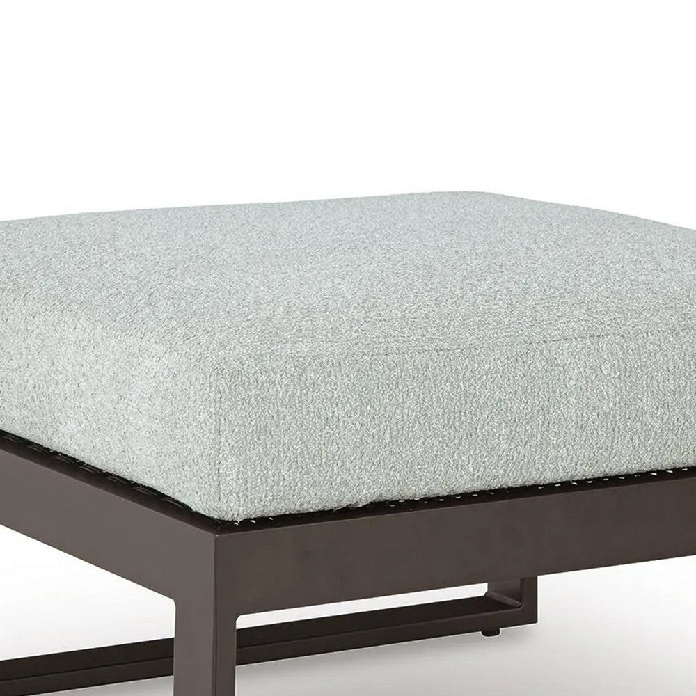 Leca Outdoor Ottoman with Gray Cushion | Black Aluminum Frame | 28"