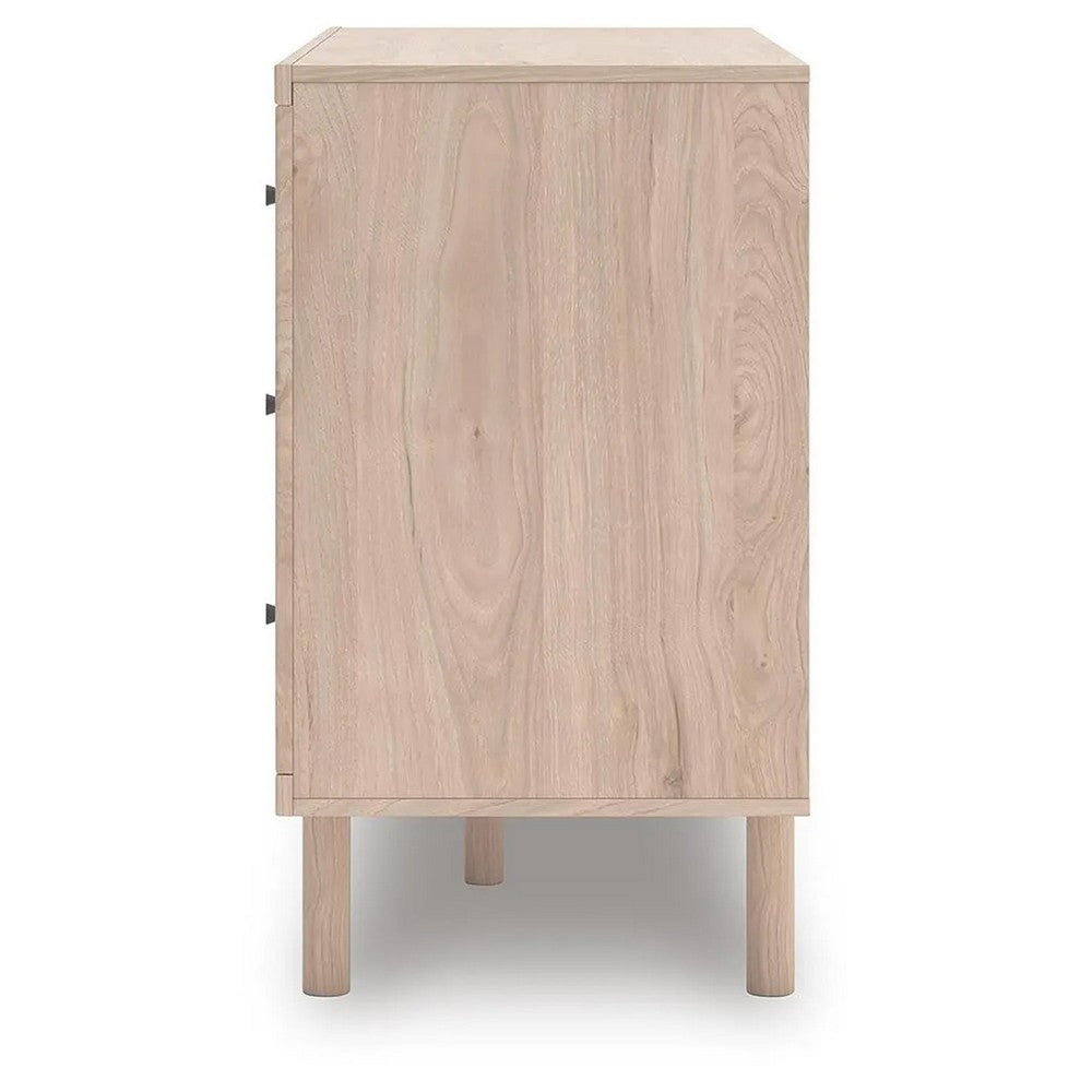 Rox 51" Dresser | 6 Drawers | Floral Accent Fronts | Black Knobs | Tan