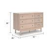 Rox 51" Dresser | 6 Drawers | Floral Accent Fronts | Black Knobs | Tan