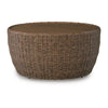 Dyan Outdoor Coffee Table | 36" Round Drum | Brown Beige Woven Wicker