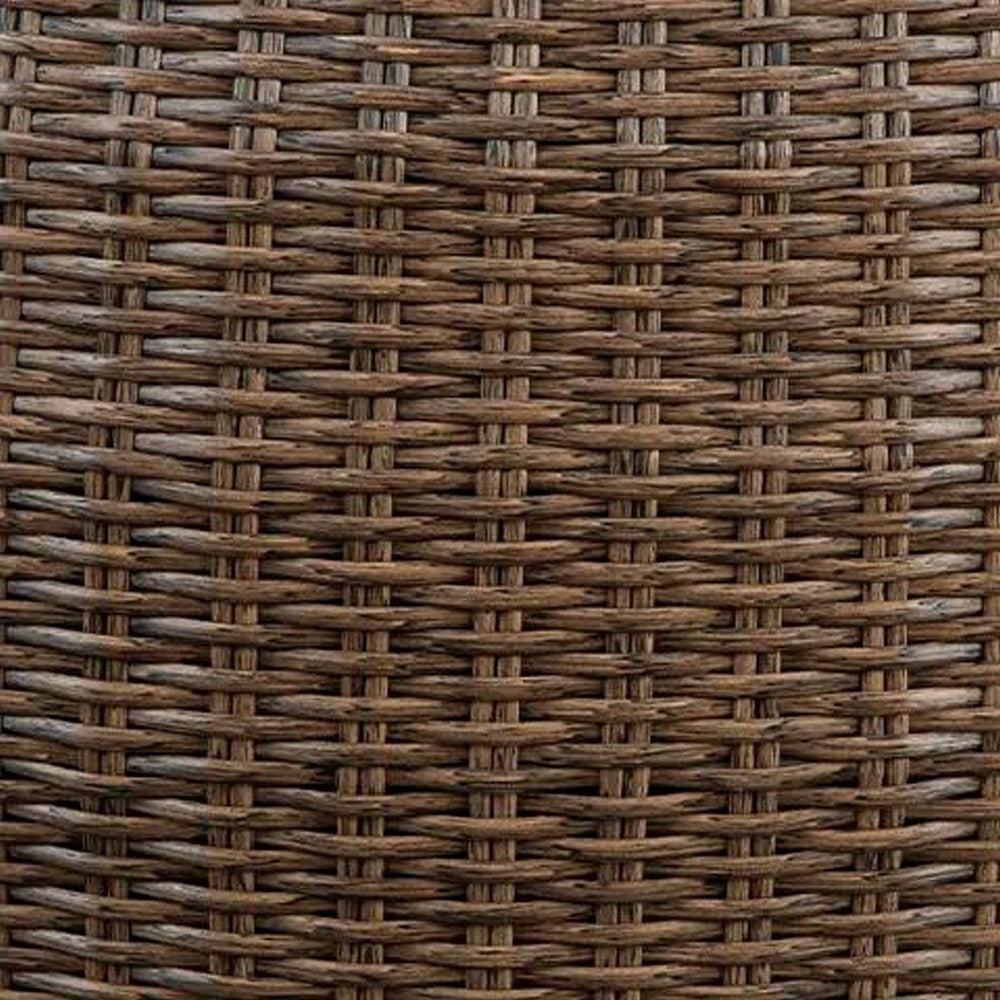 Dyan Outdoor Coffee Table | 36" Round Drum | Brown Beige Woven Wicker