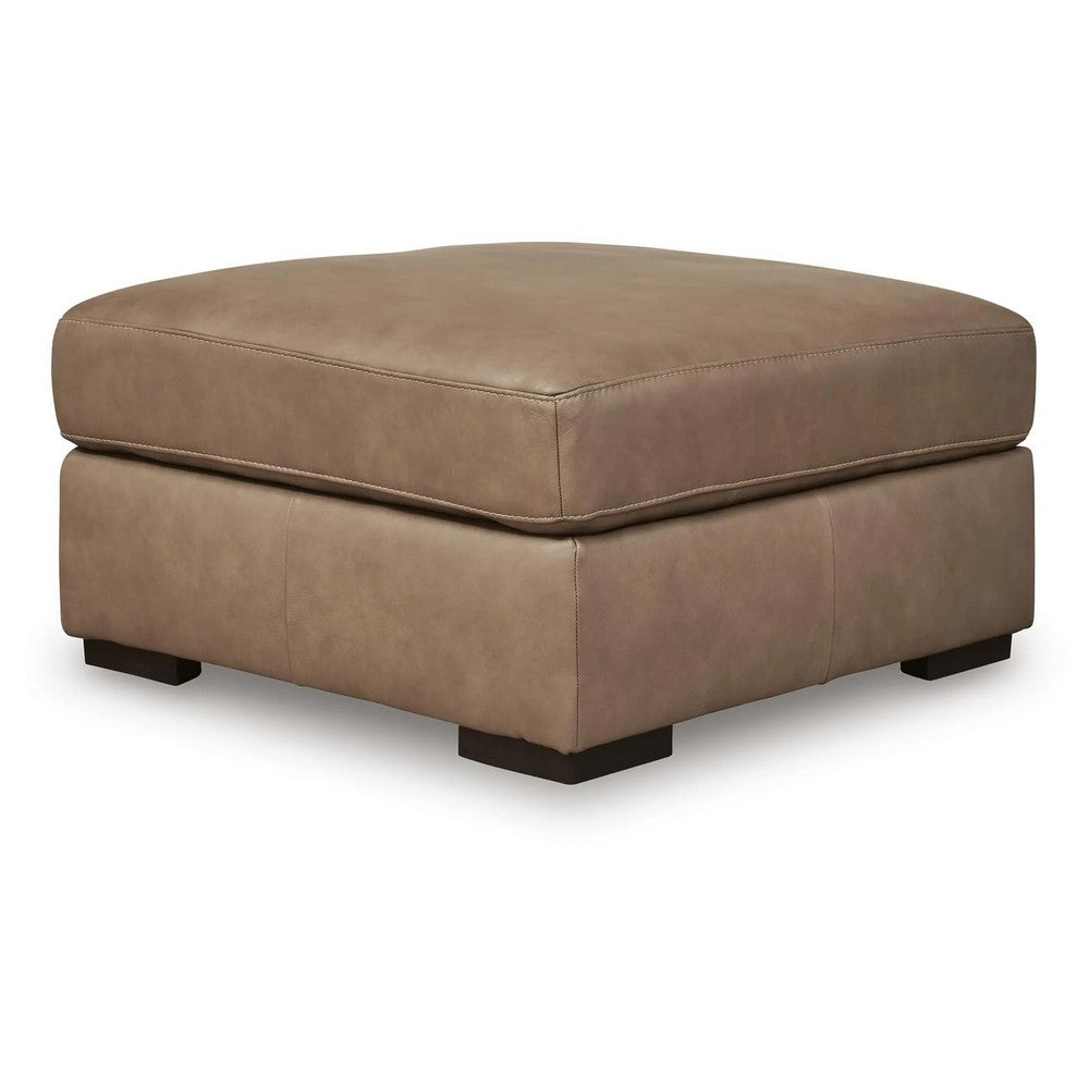 Vyas Oversized Square Ottoman | Sahara Brown Top Grain Leather | 37x37