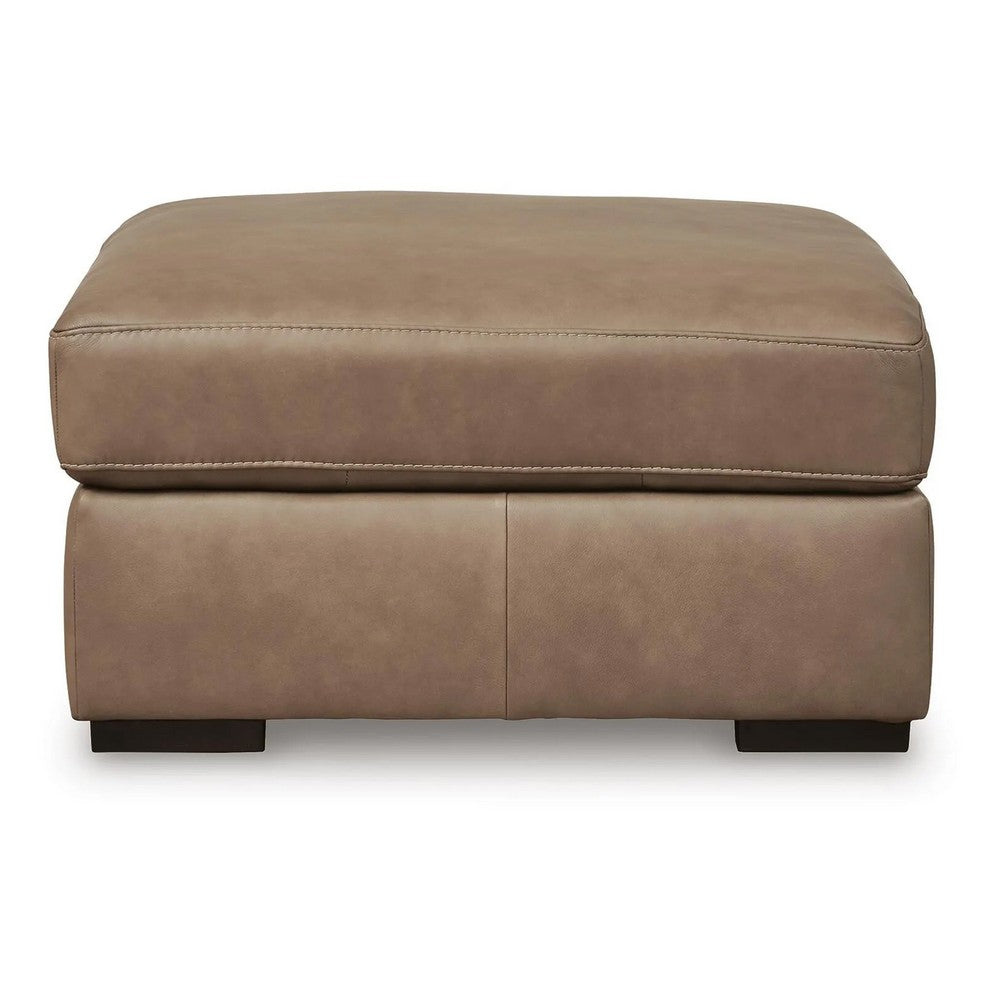 Vyas Oversized Square Ottoman | Sahara Brown Top Grain Leather | 37x37