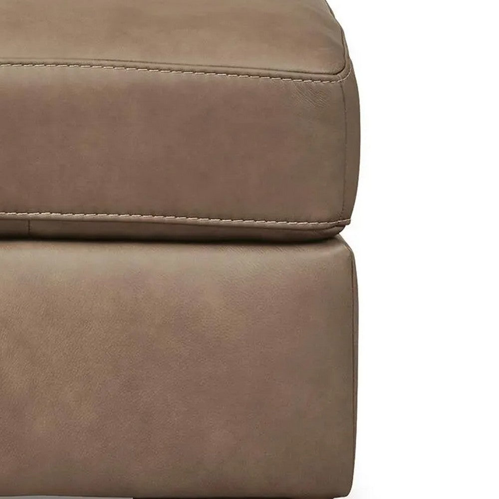Vyas Oversized Square Ottoman | Sahara Brown Top Grain Leather | 37x37