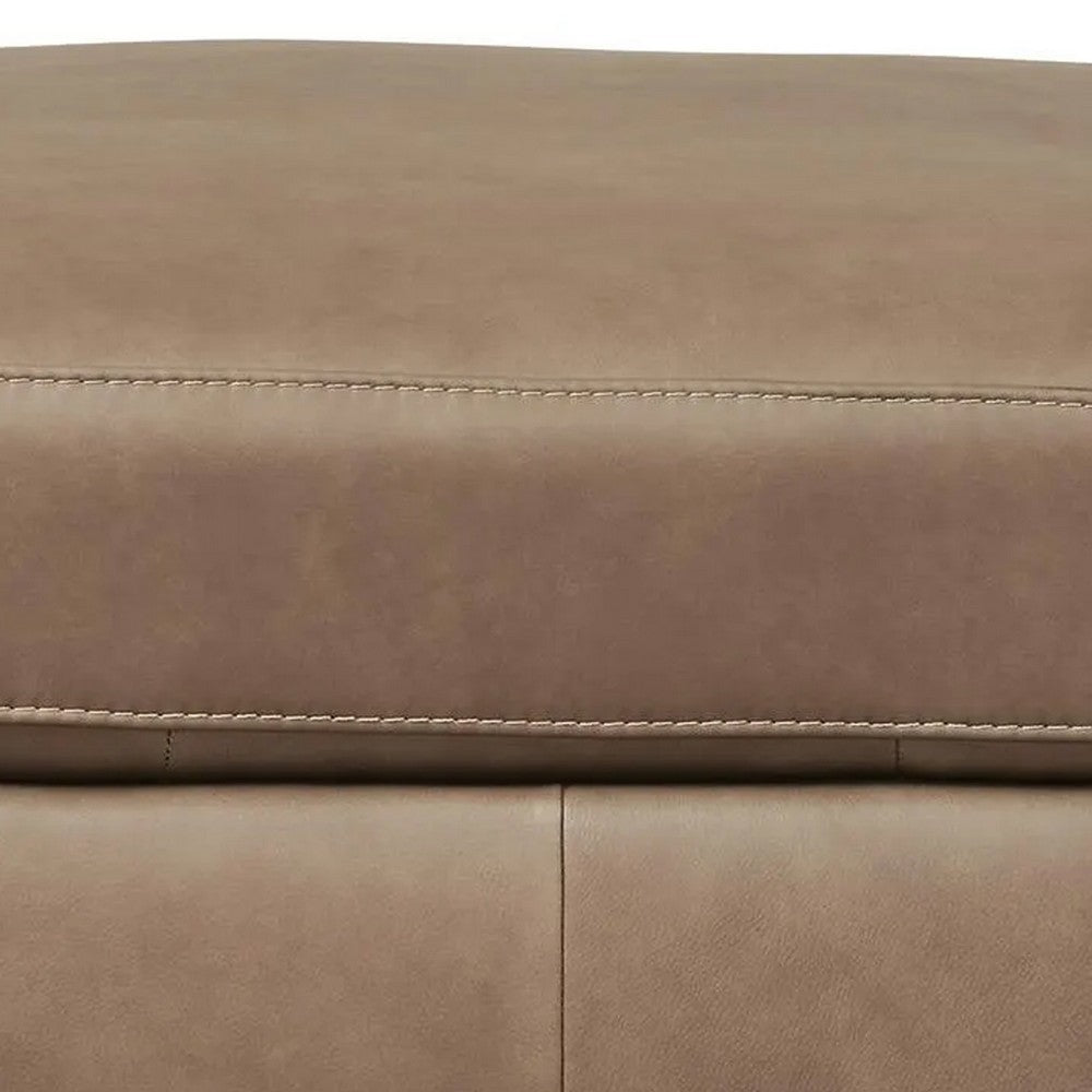 Vyas Oversized Square Ottoman | Sahara Brown Top Grain Leather | 37x37