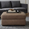 Vyas Oversized Square Ottoman | Sahara Brown Top Grain Leather | 37x37
