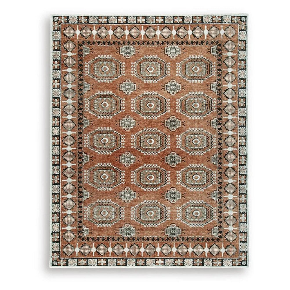 Nyas 8 x 10 Large Area Rug | Aztec Inspired Patterns | Sienna & Ivory