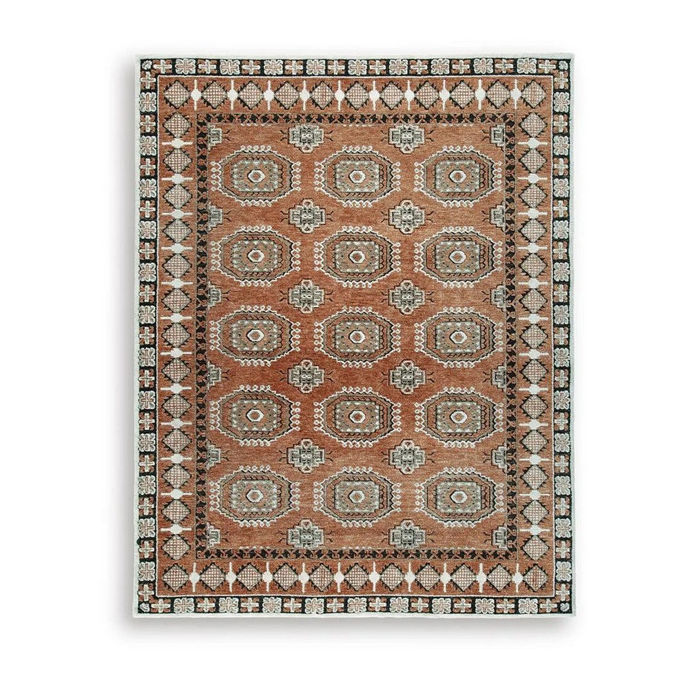 Nyas 8 x 10 Large Area Rug | Aztec Inspired Patterns | Sienna & Ivory