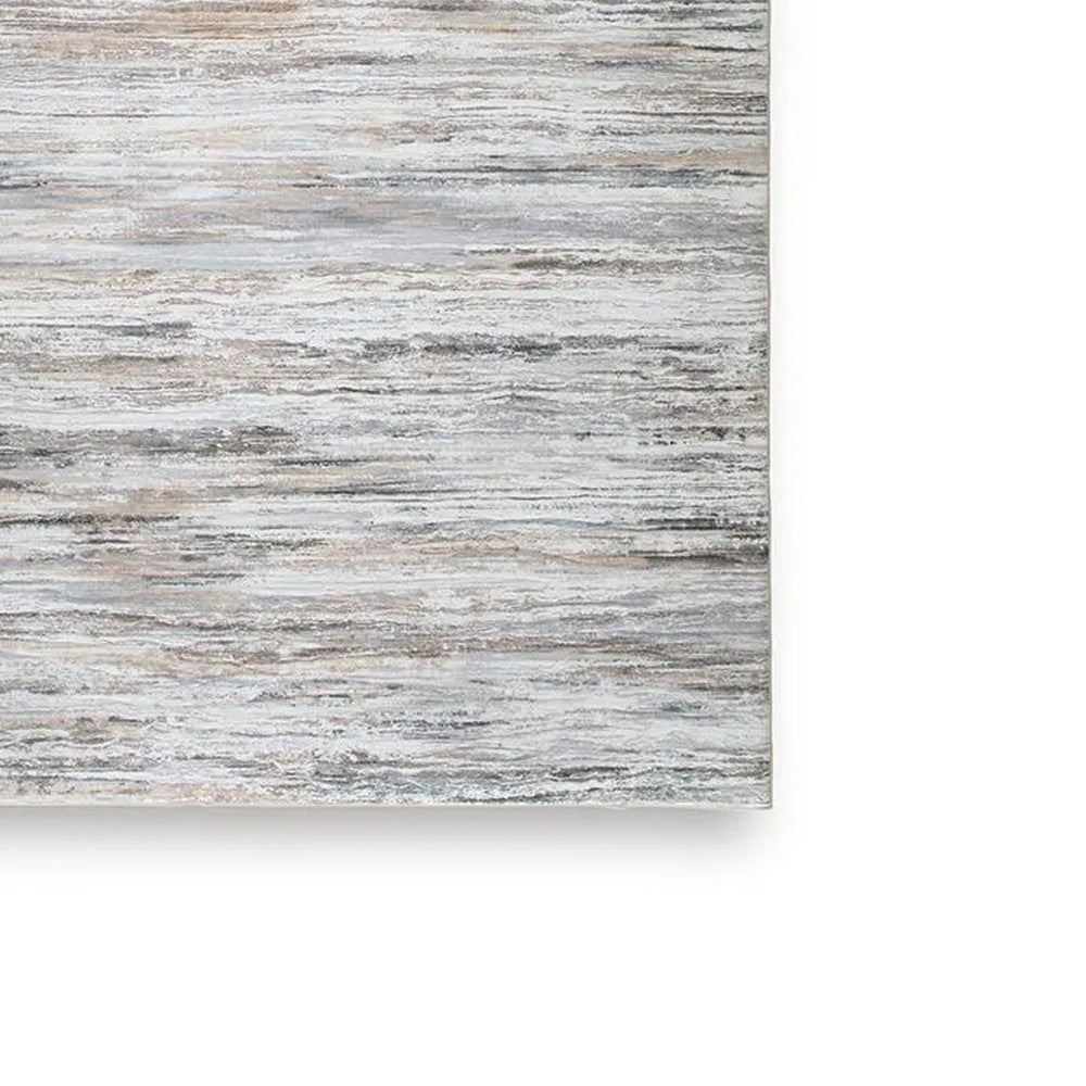 Myas 8 x 10 Large Area Rug | Memory Foam Pad | Abstract Gray Brown Faux Fur