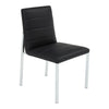 Eun Dining Side Chair | Foam Fill | Channeled Black Faux Leather | Chrome