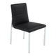 Eun Dining Side Chair | Foam Fill | Channeled Black Faux Leather | Chrome