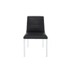 Eun Dining Side Chair | Foam Fill | Channeled Black Faux Leather | Chrome