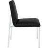 Eun Dining Side Chair | Foam Fill | Channeled Black Faux Leather | Chrome