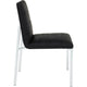 Eun Dining Side Chair | Foam Fill | Channeled Black Faux Leather | Chrome
