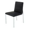 Eun Dining Side Chair | Foam Fill | Channeled Black Faux Leather | Chrome