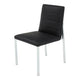 Eun Dining Side Chair | Foam Fill | Channeled Black Faux Leather | Chrome