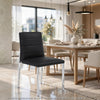 Eun Dining Side Chair | Foam Fill | Channeled Black Faux Leather | Chrome