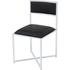 Eun Dining Side Chair | X-Cross Base | Chrome Frame | Black Faux Leather