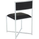Eun Dining Side Chair | X-Cross Base | Chrome Frame | Black Faux Leather