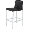 Eun Barstool Chair | Chrome Steel Legs | Channeled Black Faux Leather