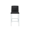 Eun Barstool Chair | Chrome Steel Legs | Channeled Black Faux Leather