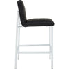 Eun Barstool Chair | Chrome Steel Legs | Channeled Black Faux Leather