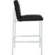 Eun Barstool Chair | Chrome Steel Legs | Channeled Black Faux Leather