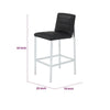Eun Barstool Chair | Chrome Steel Legs | Channeled Black Faux Leather