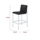 Eun Barstool Chair | Chrome Steel Legs | Channeled Black Faux Leather