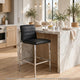 Eun Barstool Chair | Chrome Steel Legs | Channeled Black Faux Leather