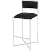 Eun Barstool Chair | X-Cross Base | Chrome Steel Frame | Black Faux Leather