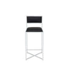 Eun Barstool Chair | X-Cross Base | Chrome Steel Frame | Black Faux Leather