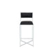 Eun Barstool Chair | X-Cross Base | Chrome Steel Frame | Black Faux Leather