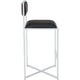 Eun Barstool Chair | X-Cross Base | Chrome Steel Frame | Black Faux Leather