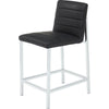 Eun Counter-Height Stool Chair with Chrome Steel Legs | Black Faux Leather