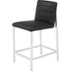 Eun Counter-Height Stool Chair with Chrome Steel Legs | Black Faux Leather